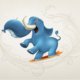 character design elepahnt surfing