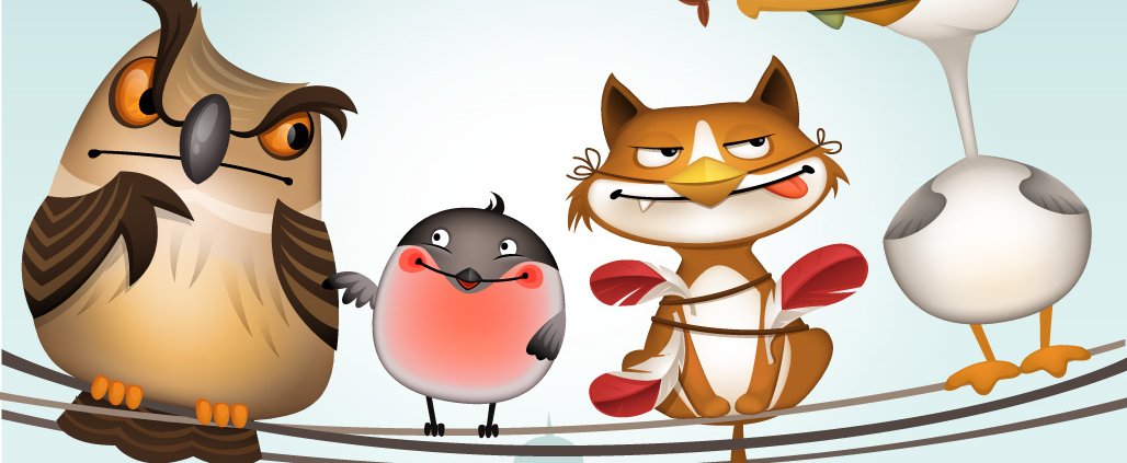 Full of life birds character design