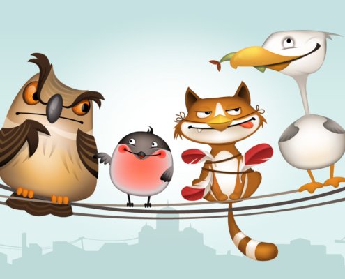 Full of life birds character design
