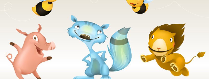 cute animals set character Illustration Kuvittaja