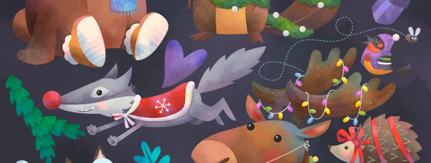 animals winter character Illustration Kuvittaja