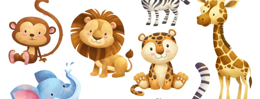 safari animals character set Illustration Kuvittaja